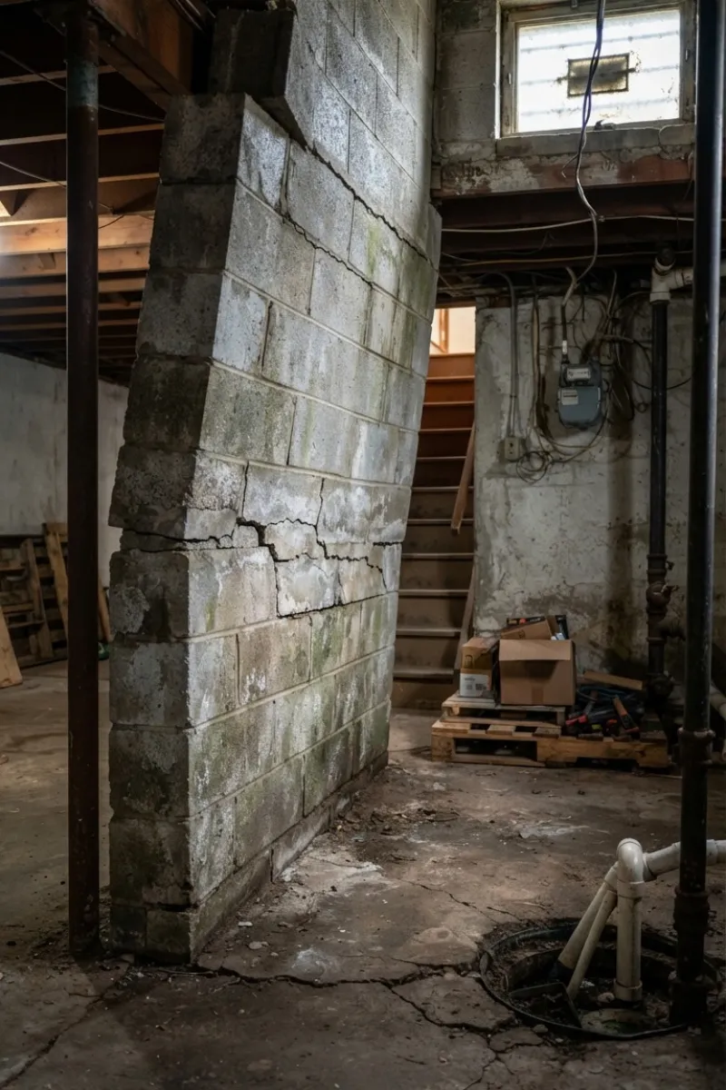 Bowing or Basement Foundation Wall Problem in New Jersey