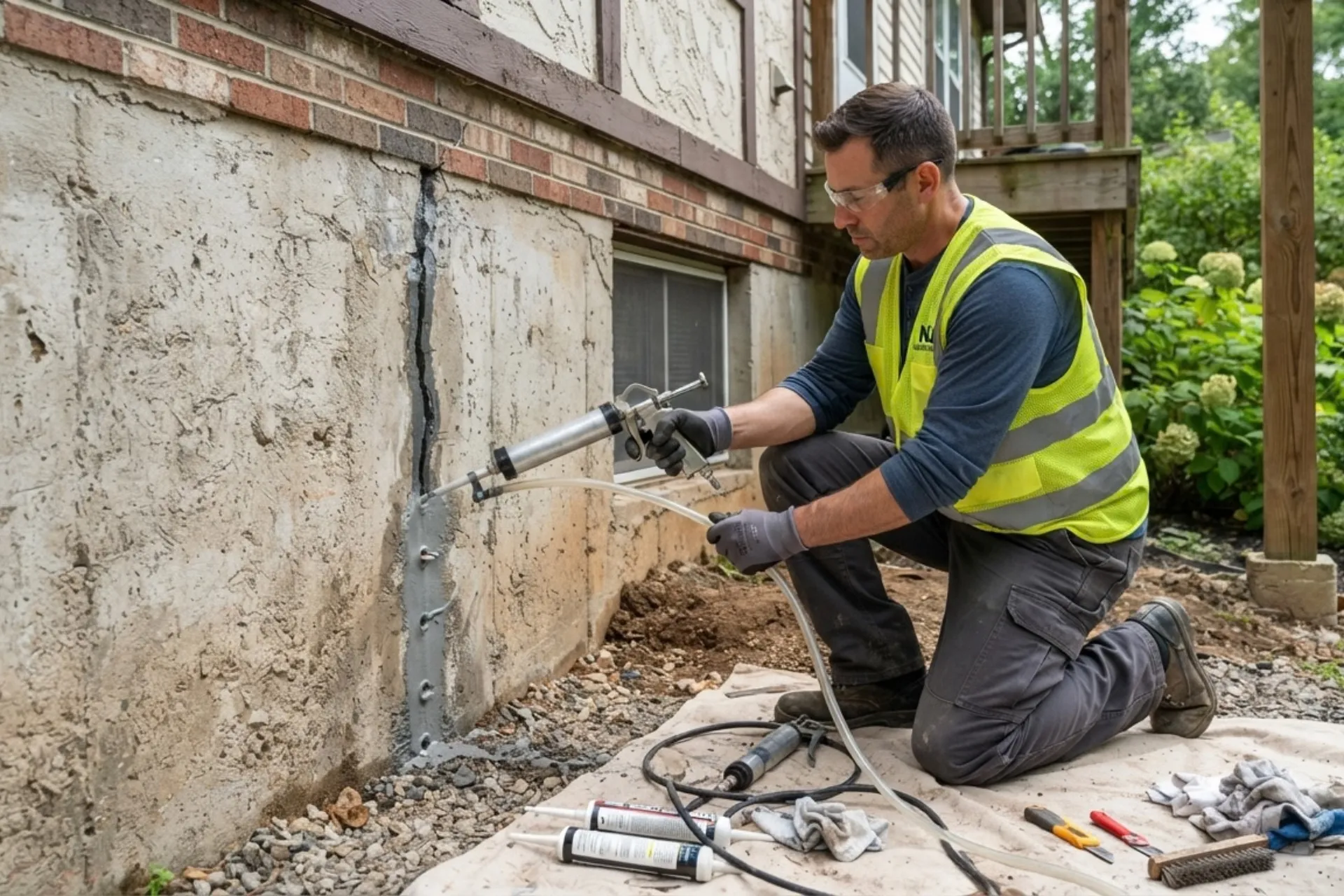 Vertical Foundation Wall Crack Repair in New Jersey